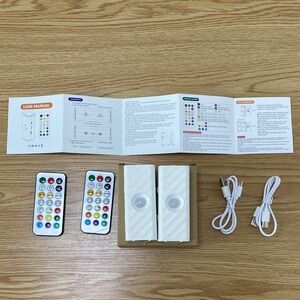 RGB LED Motion Sensor Night Lights with Remote and USB Cables - White